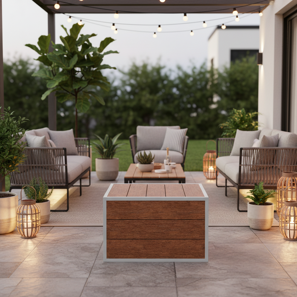 DecoScape MOD Aluminum Composite Outdoor Ottoman Slatted