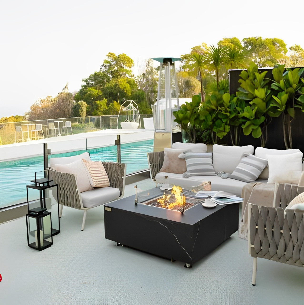 Elementi Plus Sofia Marble Porcelain Outdoor Fire Table