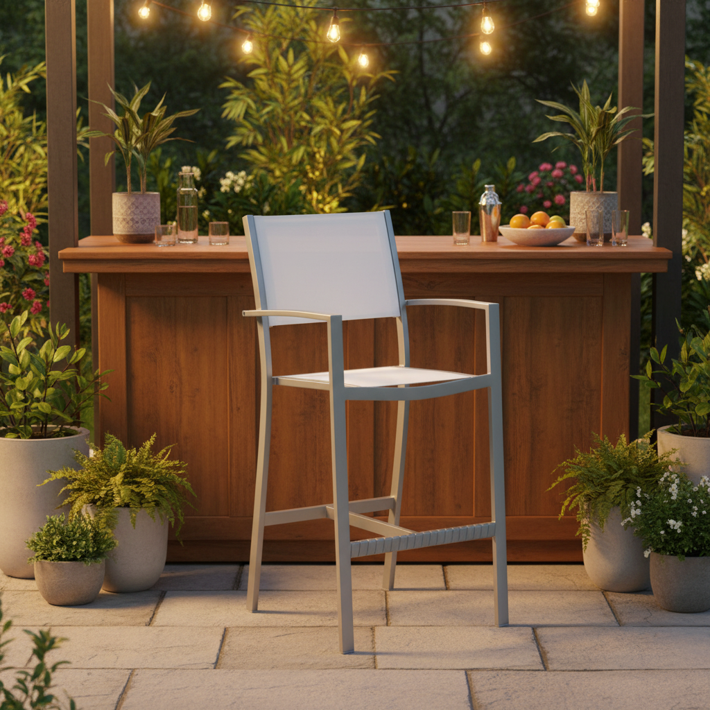 DecoScape Fusion Aluminum Sling Outdoor Bar Arm Chair