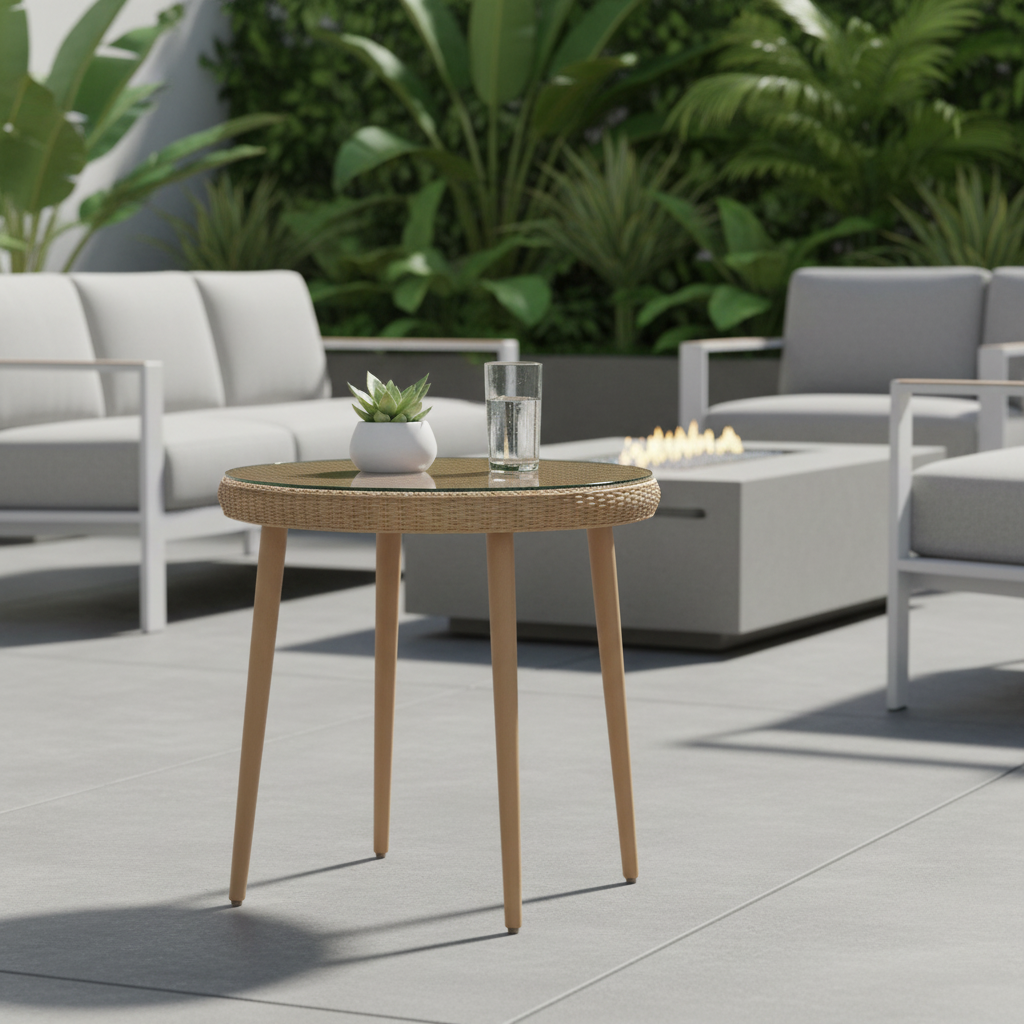 Lloyd Flanders Cascade Wicker Outdoor 22" Round End Table
