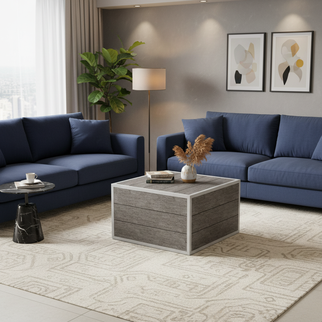 DecoScape MOD Aluminum Composite Outdoor Ottoman Slatted
