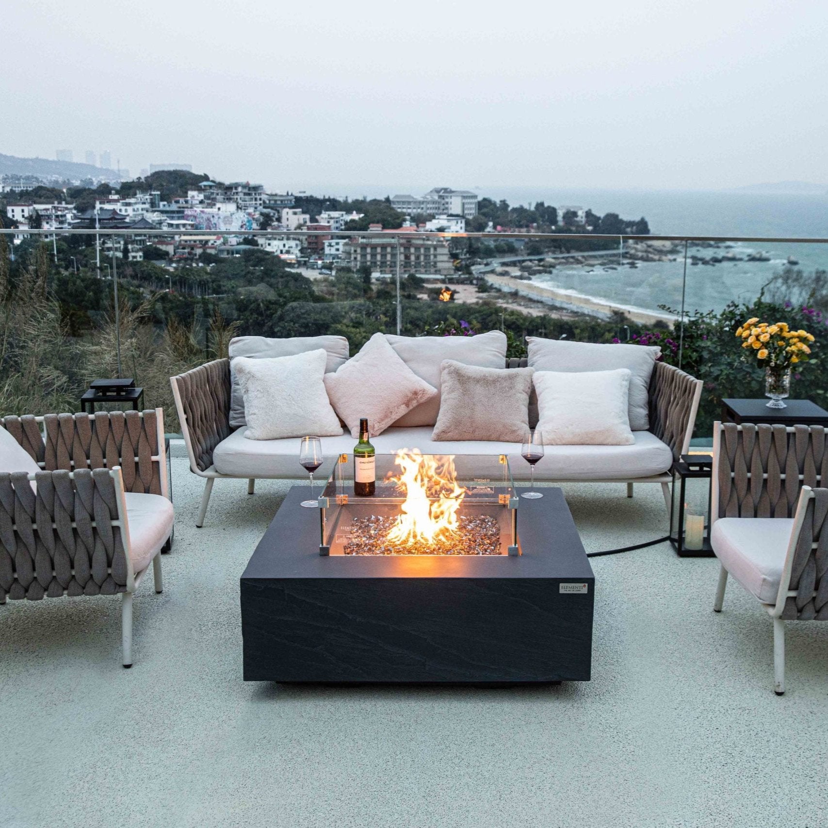 Elementi Plus Roraima GFRC Outdoor Fire Pit Table