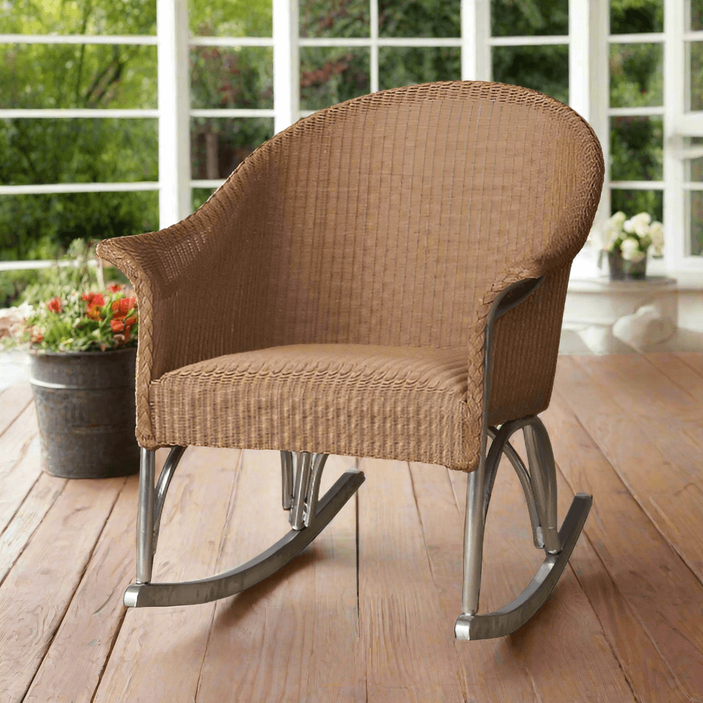 Lloyd Flanders All Seasons Wicker Outdoor Lounge Rocker with Padded Seat