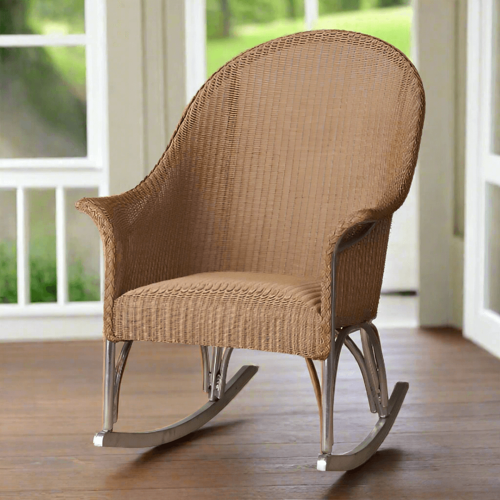Modern Wicker Urban Luxe High Back Porch Rocker with Padded Seat