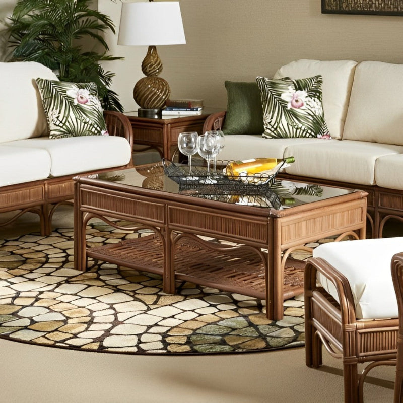 South Sea Rattan Bermuda Wicker Indoor Coffee Table