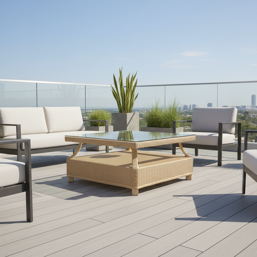 Lloyd Flanders Hamptons Wicker Outdoor 37" Square Cocktail Table