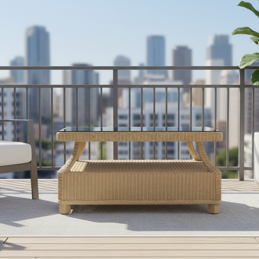 Lloyd Flanders Hamptons Wicker Outdoor 37" Square Cocktail Table