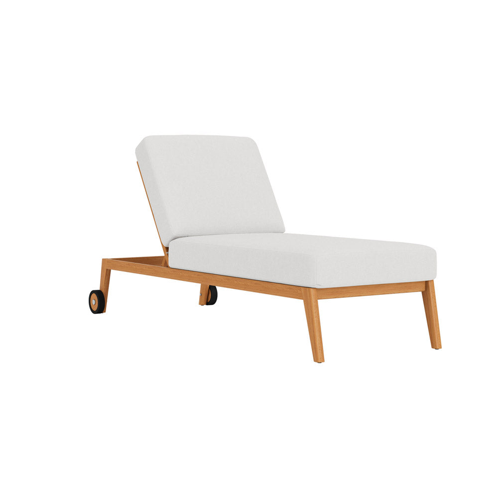 Lloyd Flanders Alpine Teak Outdoor Pool Chaise Lounge