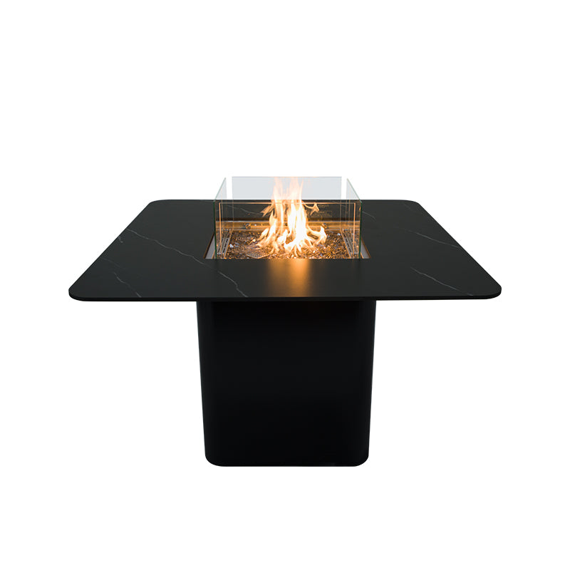 Elementi Plus Brugge Marble Porcelain Outdoor Fire Pit Table