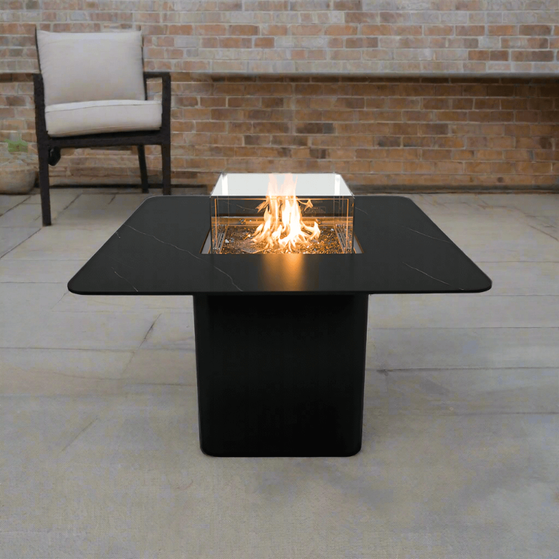Elementi Plus Brugge Marble Porcelain Outdoor Fire Pit Table