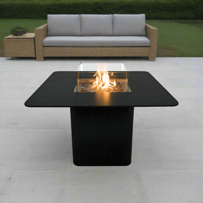 Elementi Plus Brugge Marble Porcelain Outdoor Fire Pit Table