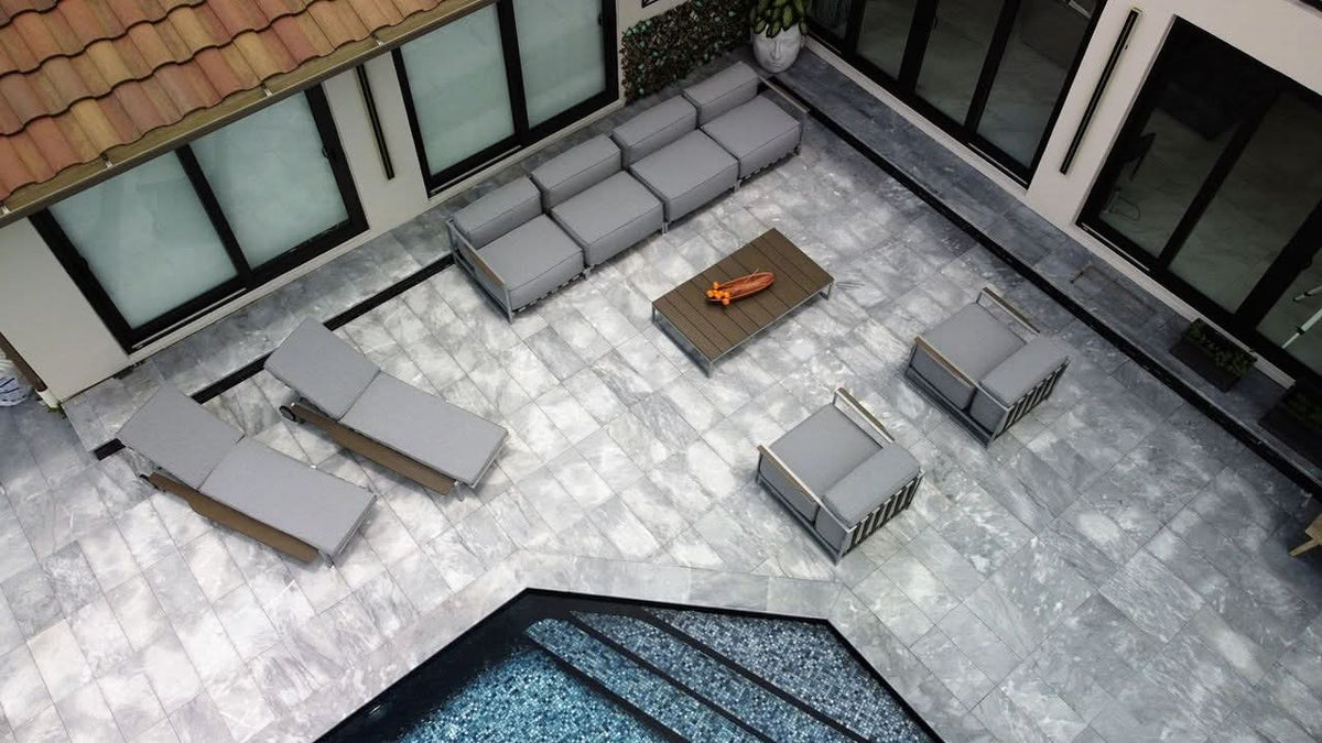 OUTSY Sunrise Stainless Steel Outdoor 6-Person Extra Deep Seating Conversation Set