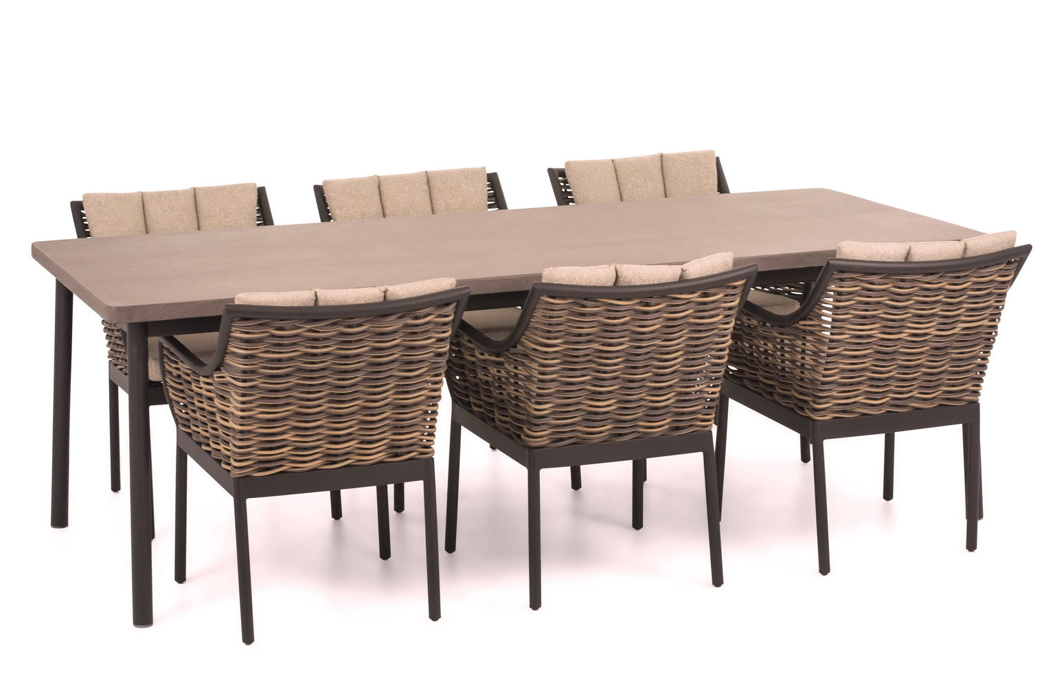 Alfresco Home Milou Wicker Outdoor Dining Arm Chair with Cushions