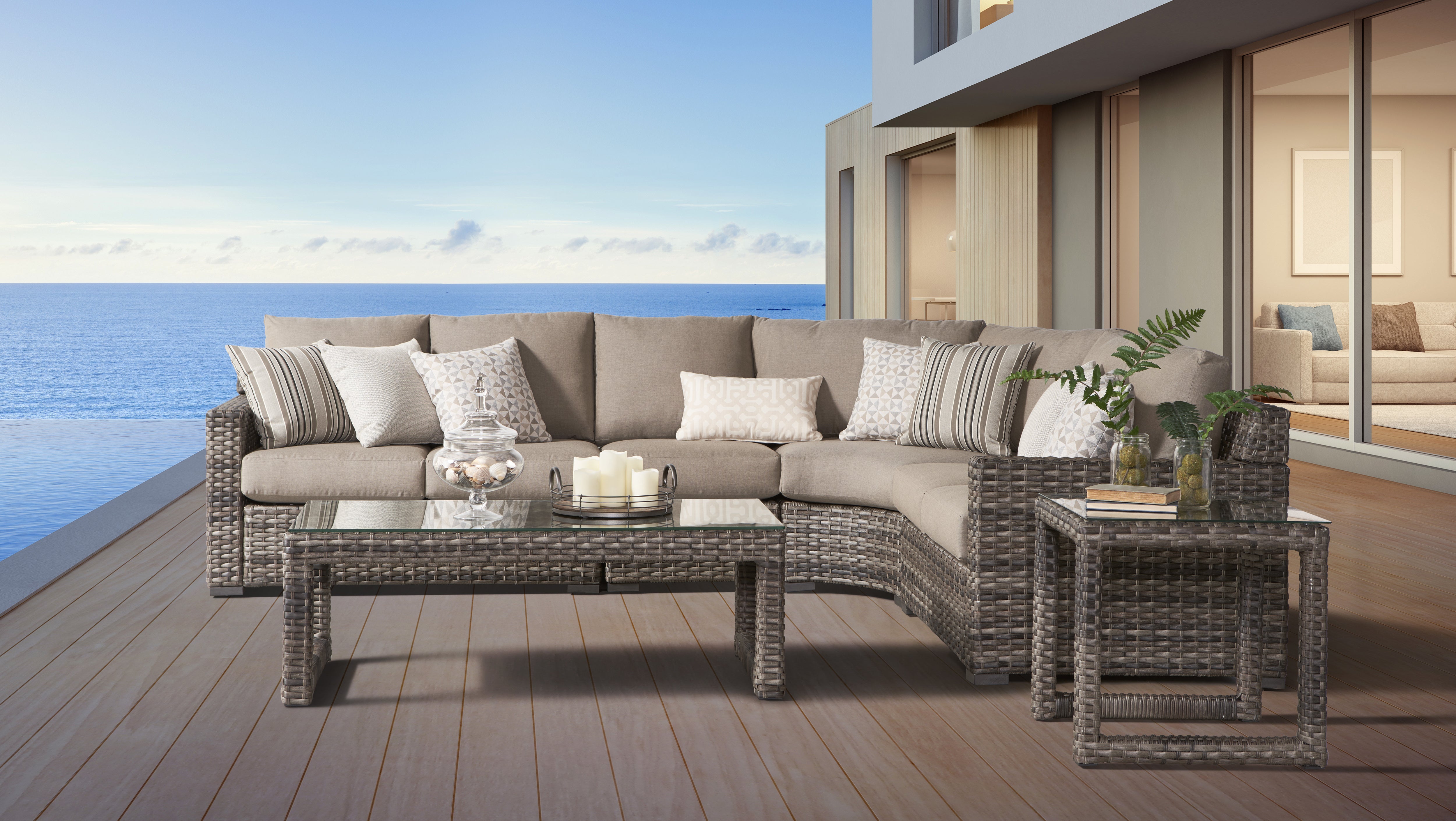 South Sea Rattan New Java Resin Wicker 4-Piece Outdoor Sectional Set