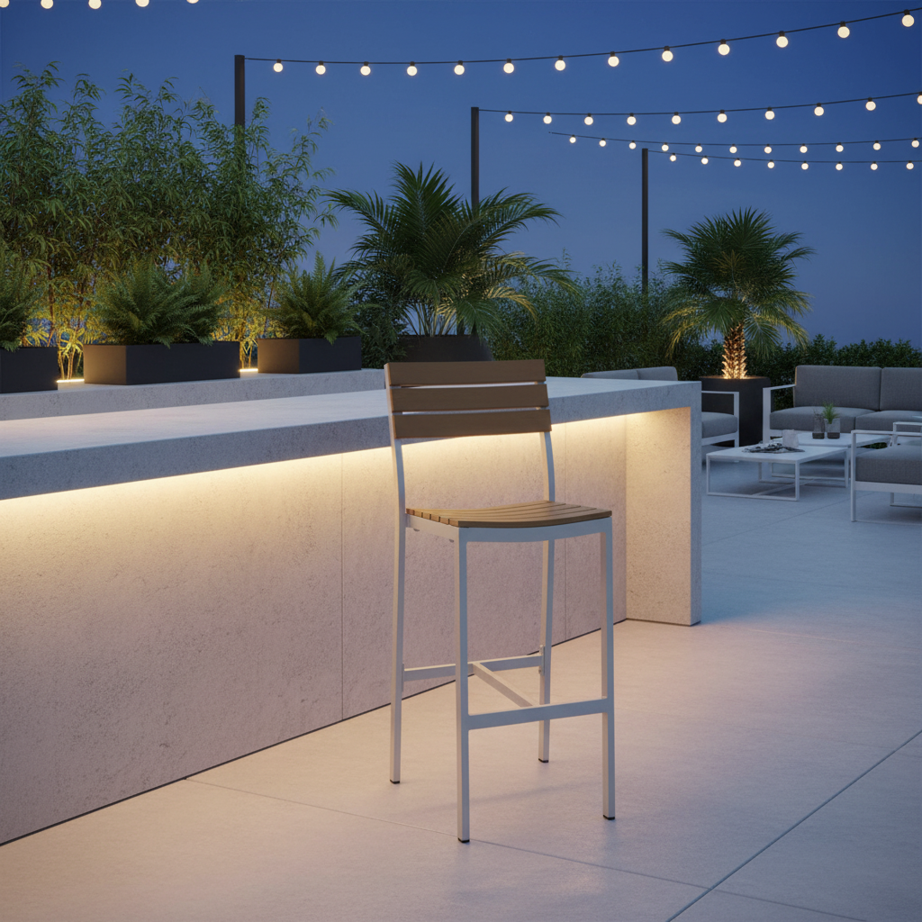 DecoScape Vienna Aluminum Outdoor Bar Side Armless Chair