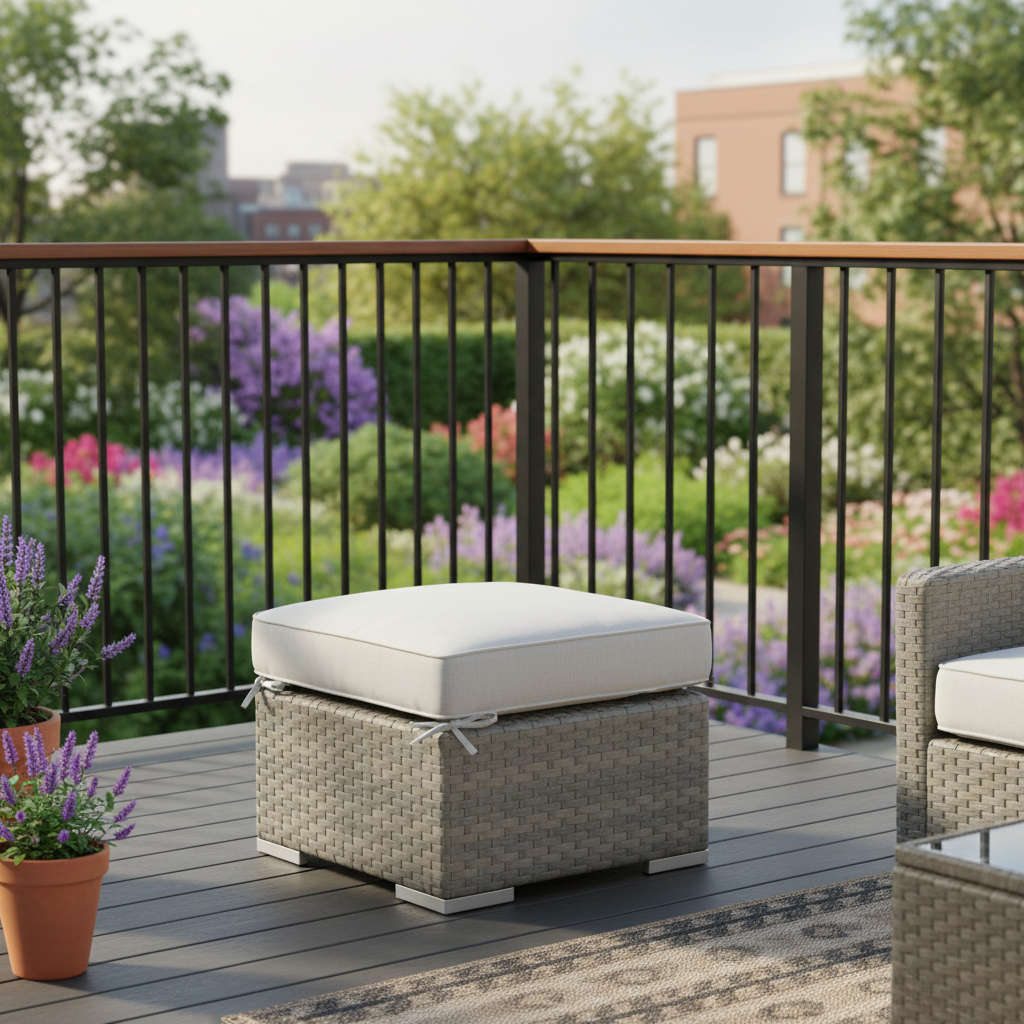 Sunset West Majorca Wicker Outdoor Ottoman in Cast Silver