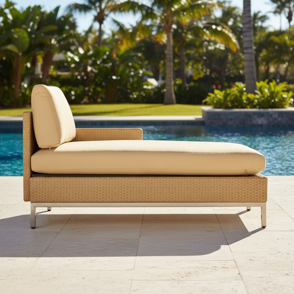 Lloyd Flanders Elements Wicker Outdoor Left Arm Chaise with Loom Arm and Back