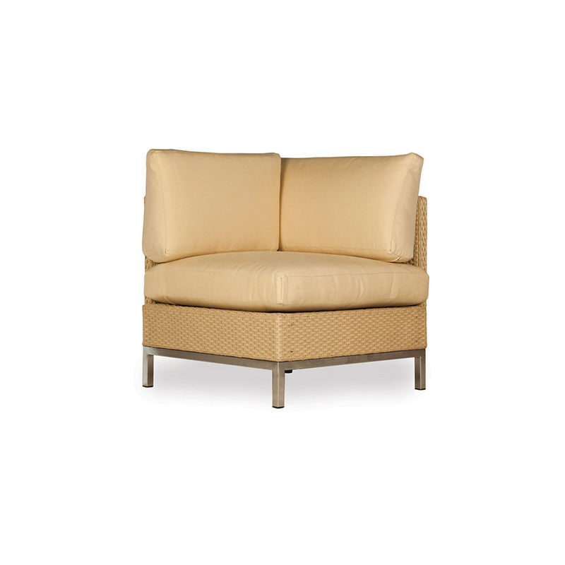 Lloyd Flanders Elements Wicker Outdoor Corner Sectional Chair with Loom Arm and Back