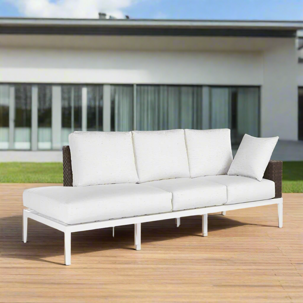 South Sea Rattan Stevie Wicker Left side Facing Sofa Chaise