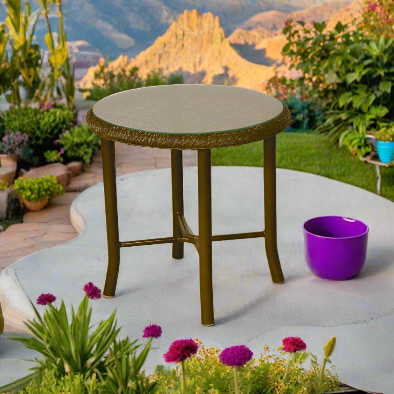 Lloyd Flanders Weekend Retreat Wicker Outdoor 20" Round End Table