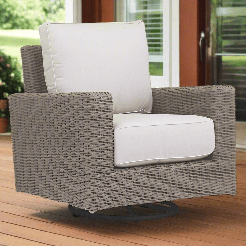 Sunset West Coronado Wicker Outdoor Swivel Rocker With Cushions