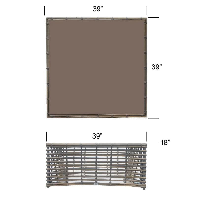 Skyline Design Ruby Wicker Outdoor Coffee Table with Glass