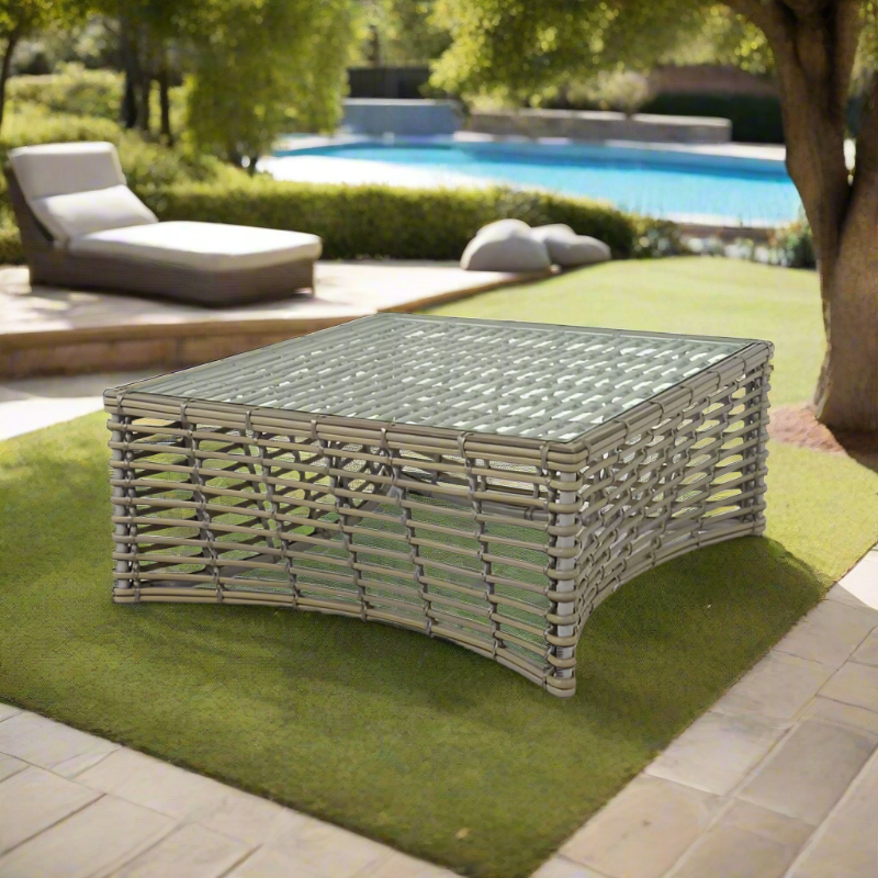 Skyline Design Ruby Wicker Outdoor Coffee Table with Glass