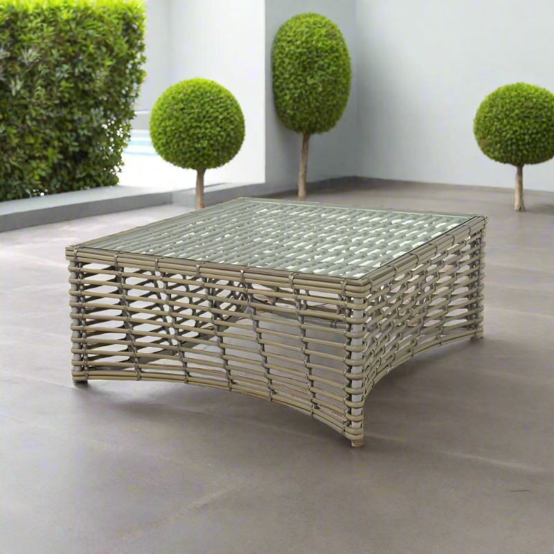 Skyline Design Ruby Wicker Outdoor Coffee Table with Glass