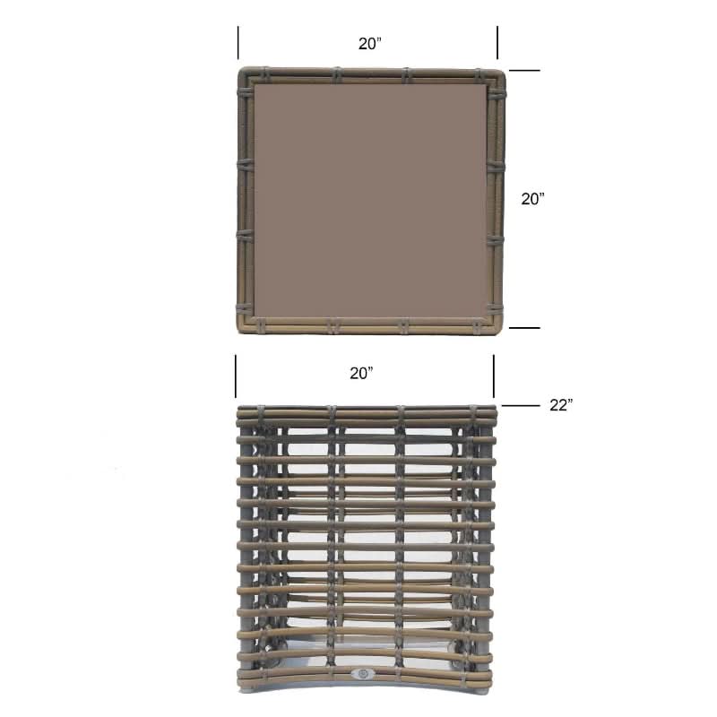 Skyline Design Ruby Wicker Outdoor End Table with Glass