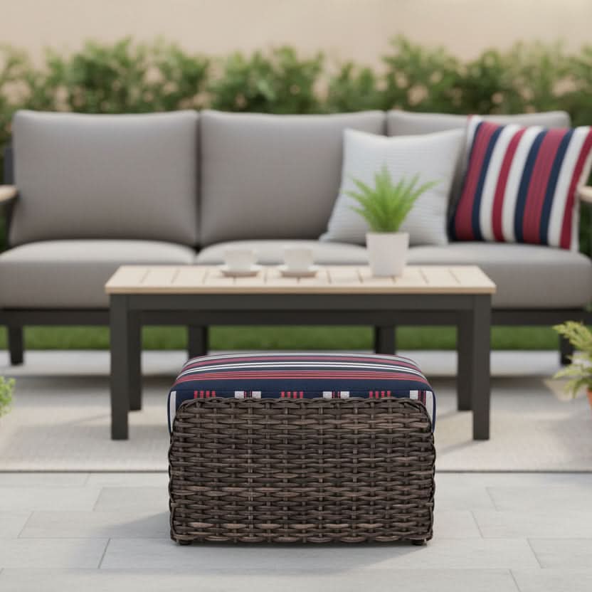 Lloyd Flanders Largo Woven Vinyl Outdoor Ottoman