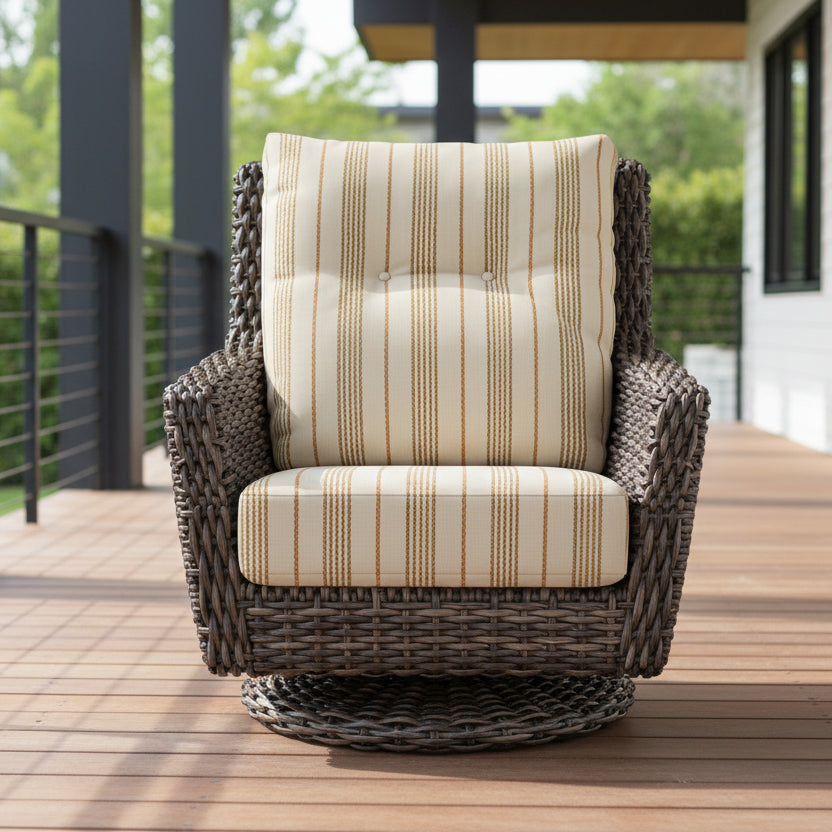 Lloyd Flanders Largo Woven Vinyl Outdoor Swivel Rocker High Back Lounge Chair