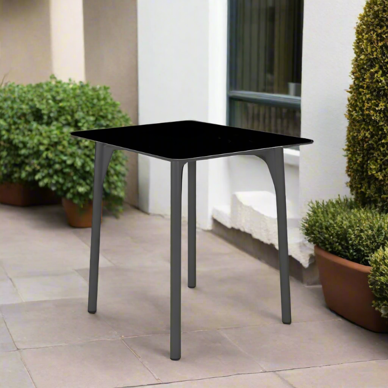 Skyline Design Boston Aluminum Outdoor Square Pub Table with Glass
