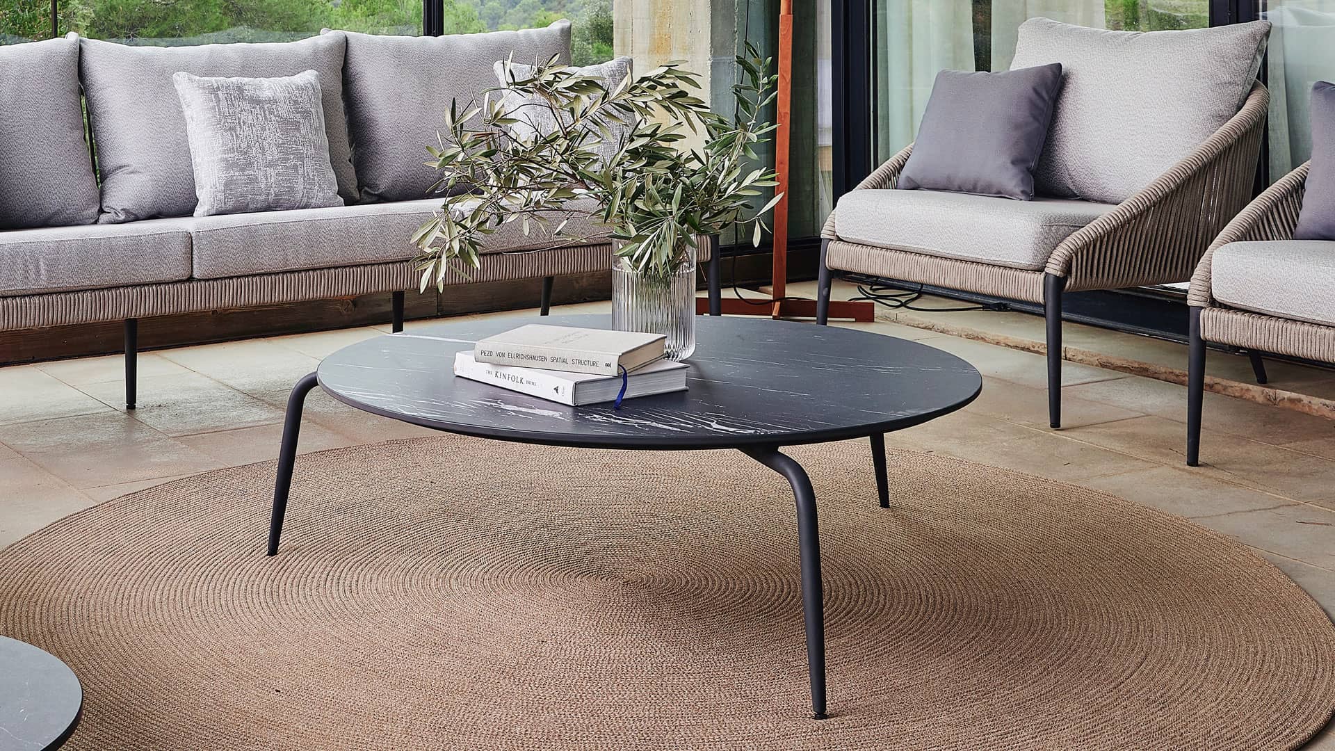 Skyline Design Rodona Aluminum Outdoor Coffee Table with Glass