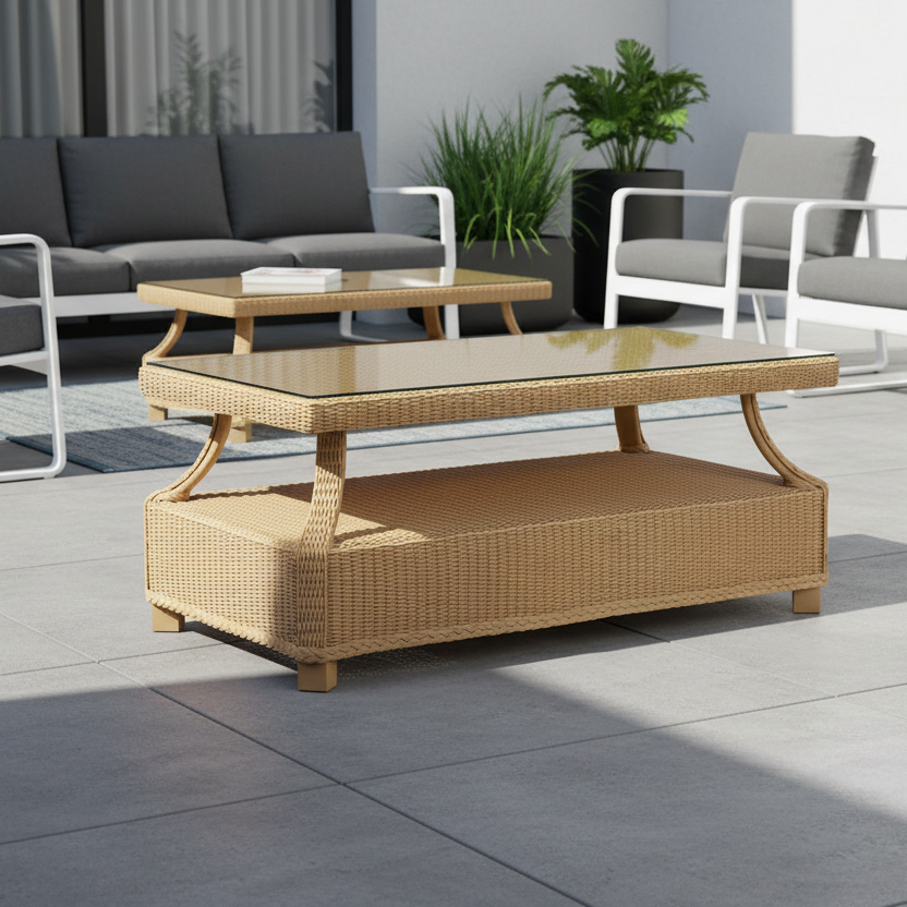 Lloyd Flanders Hamptons Wicker Outdoor 43" Rectangular Cocktail Table