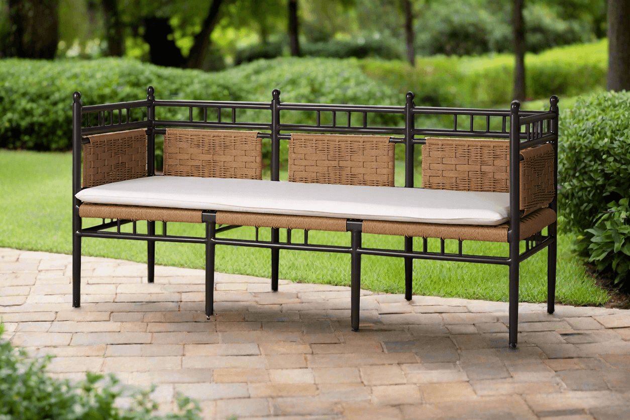 Lloyd Flanders Low Country Woven Vinyl Outdoor Garden Bench
