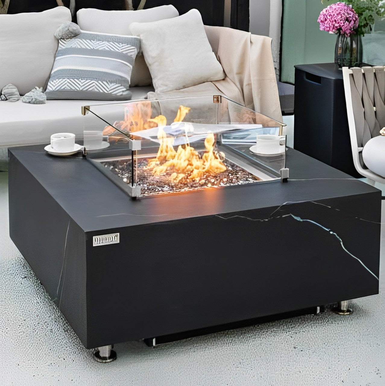 Elementi Plus Sofia Marble Porcelain Outdoor Fire Table