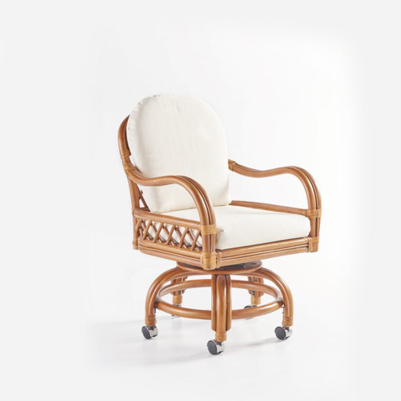 South Sea Rattan Antigua Indoor Swivel Caster Dining Arm Chair