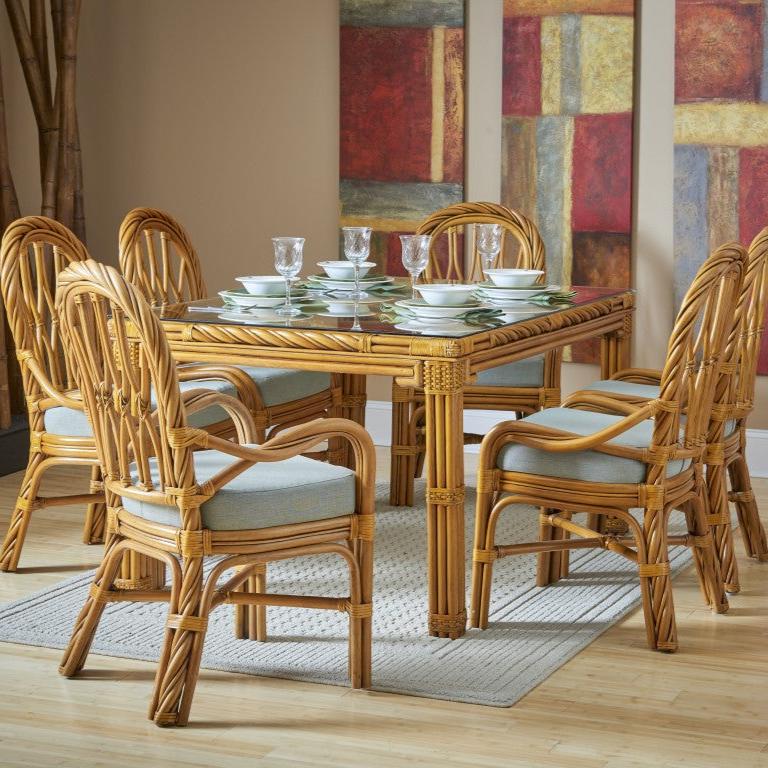 South Sea Rattan New Twist Rattan Indoor Dining Arm Chair