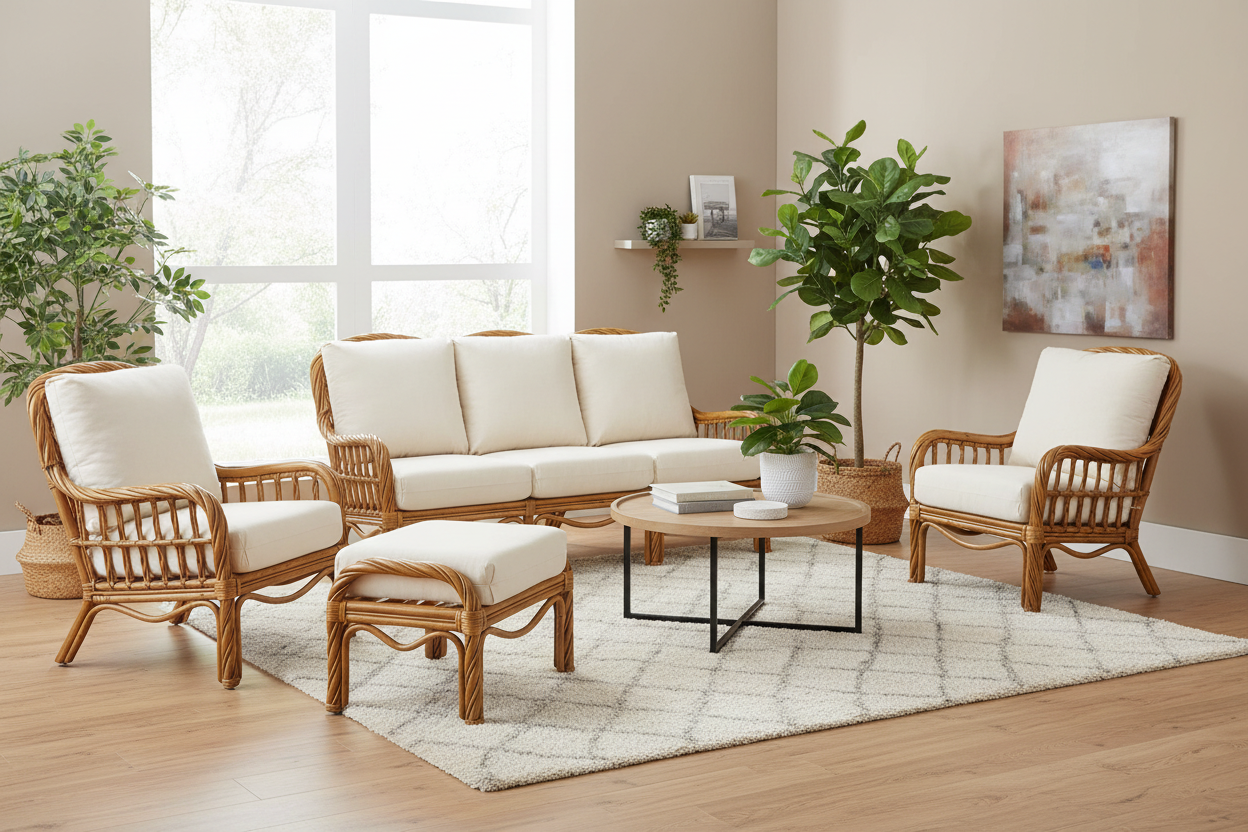 South Sea Rattan New Twist Rattan Indoor Ottoman