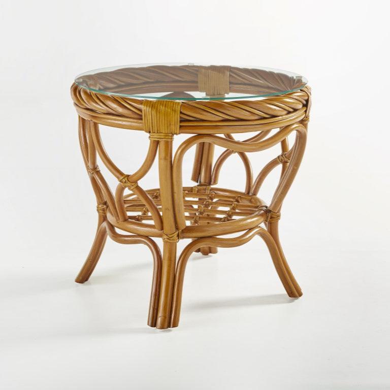 South Sea Rattan New Twist Rattan Indoor Round End Table