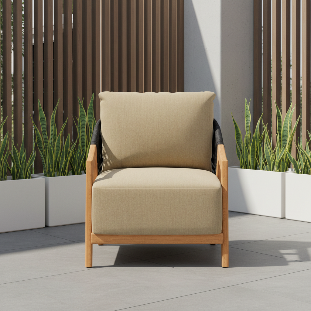Lloyd Flanders Alpine Teak Outdoor Lounge Chair