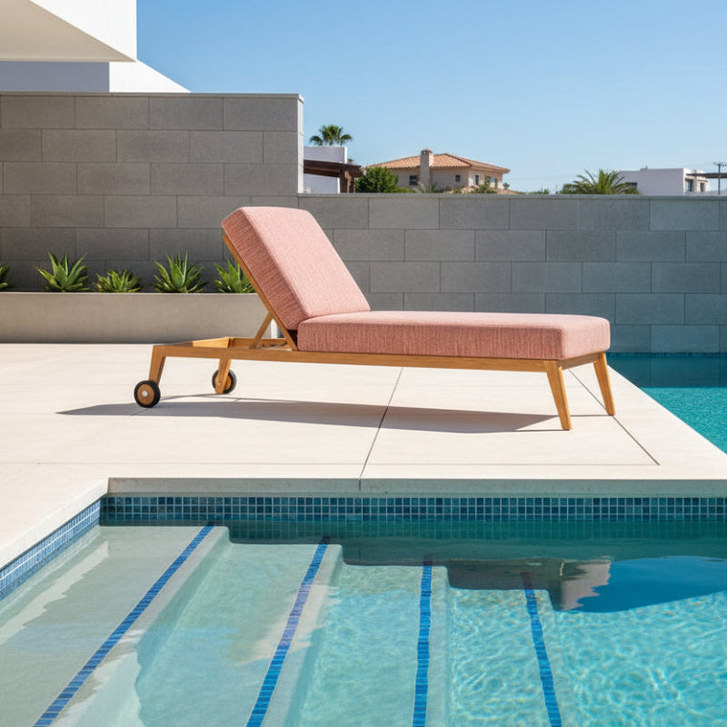 Lloyd Flanders Alpine Teak Outdoor Pool Chaise Lounge