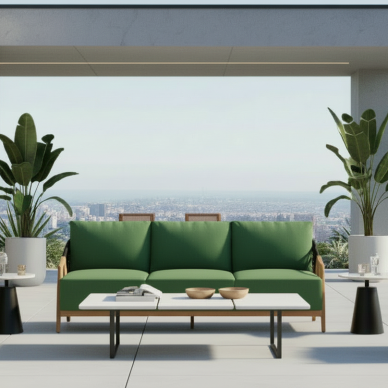 Lloyd Flanders Alpine Teak Rope Outdoor Sofa