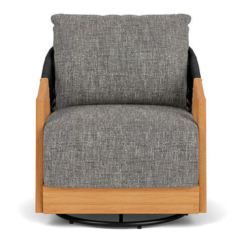 Lloyd Flanders Alpine Teak Rope Outdoor Swivel Lounge Chair