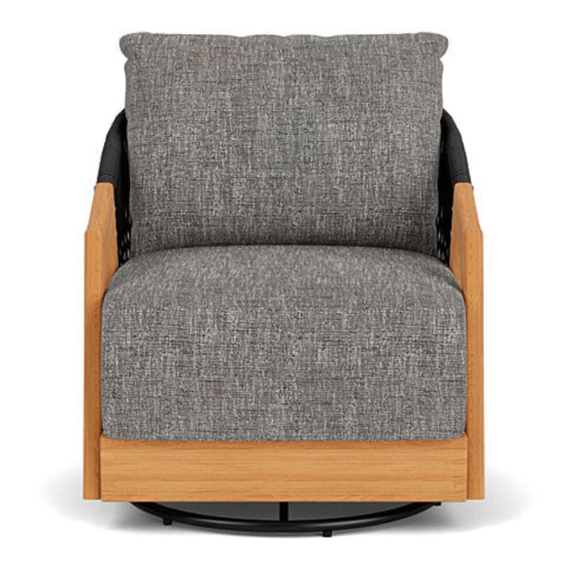 Lloyd Flanders Alpine Teak Rope Outdoor Swivel Lounge Chair