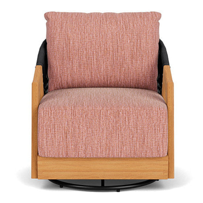 Lloyd Flanders Alpine Teak Rope Outdoor Swivel Lounge Chair