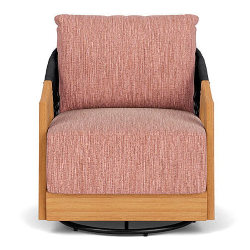 Lloyd Flanders Alpine Teak Rope Outdoor Swivel Lounge Chair