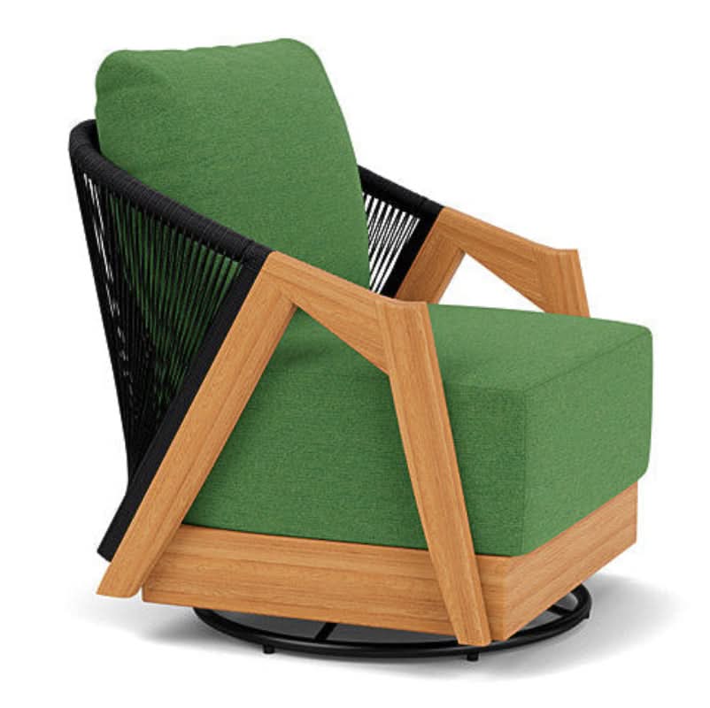 Lloyd Flanders Alpine Teak Rope Outdoor Swivel Lounge Chair
