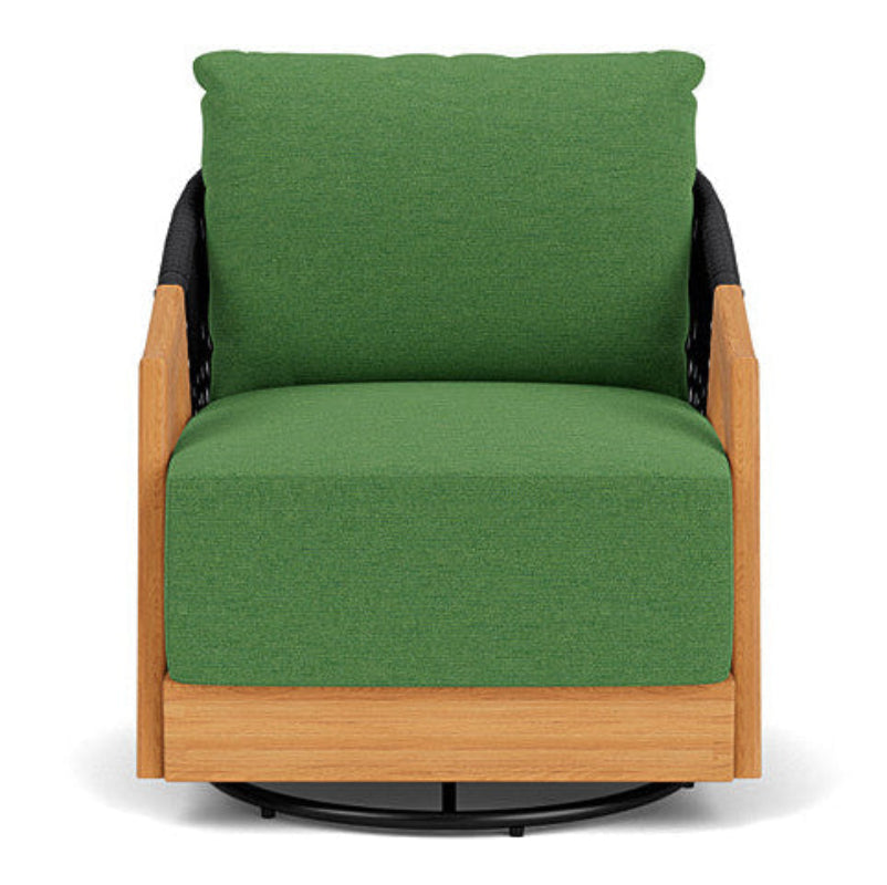 Lloyd Flanders Alpine Teak Rope Outdoor Swivel Lounge Chair