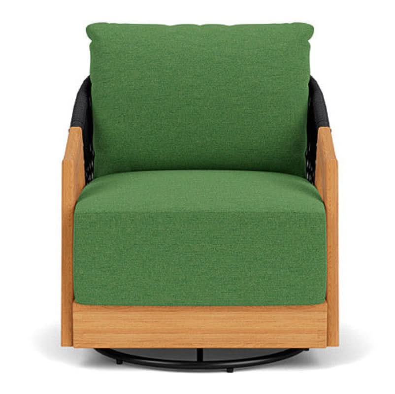 Lloyd Flanders Alpine Teak Rope Outdoor Swivel Lounge Chair